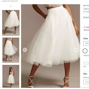DB Studio Tulle Wedding Separates Midi Skirt Soft White / Size 4
